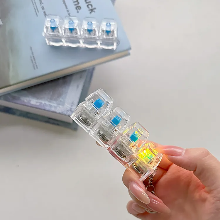 发光按键钥匙扣解压机械轴钥匙扣挂件无聊发泄按键