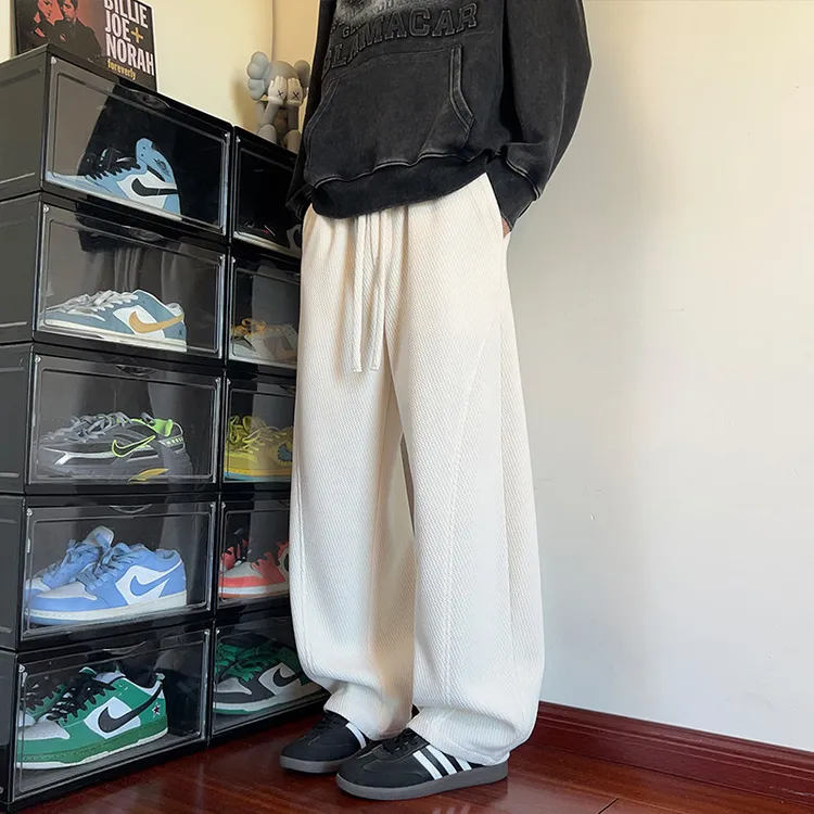 男士大码弯刀裤宽松卫裤男秋季糯米裤慵懒松弛感裤子新款运动裤