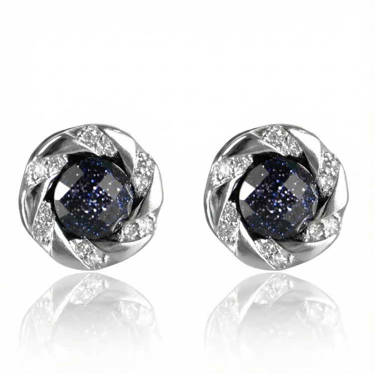 铜合金耳饰 BTSP S925银针梵高星夜耳钉耳饰小众设计感简约潮情侣