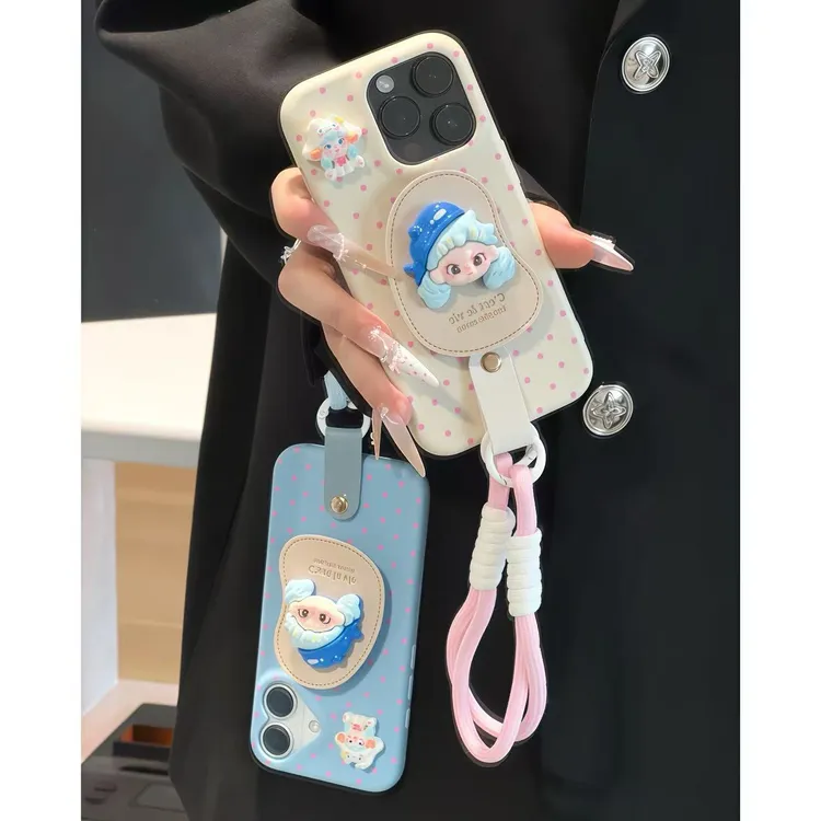 朵拉卡通支架挂绳适用iPhone17苹果16手机壳15华为vivo小米14oppo