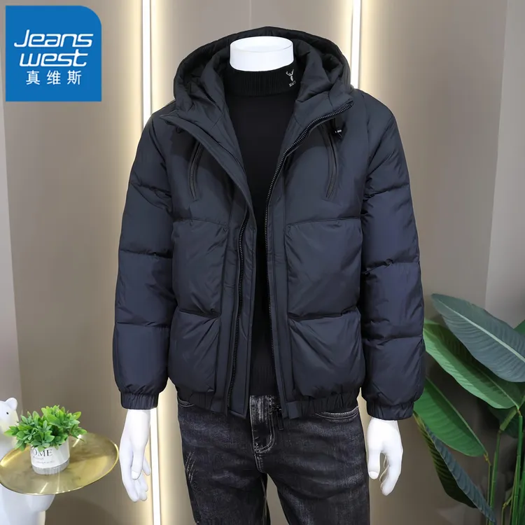 真维斯Jeanswest羽绒服男冬季新款韩版休闲工装连帽夹克百搭外套