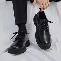 商务皮鞋男款夏季2025新款青少年英伦风学生厚底西装男士休闲潮鞋