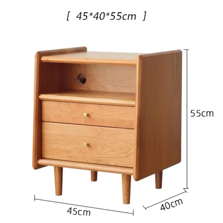 北美樱桃木挽澜床头柜简约日式小户型卧室收纳储物边柜