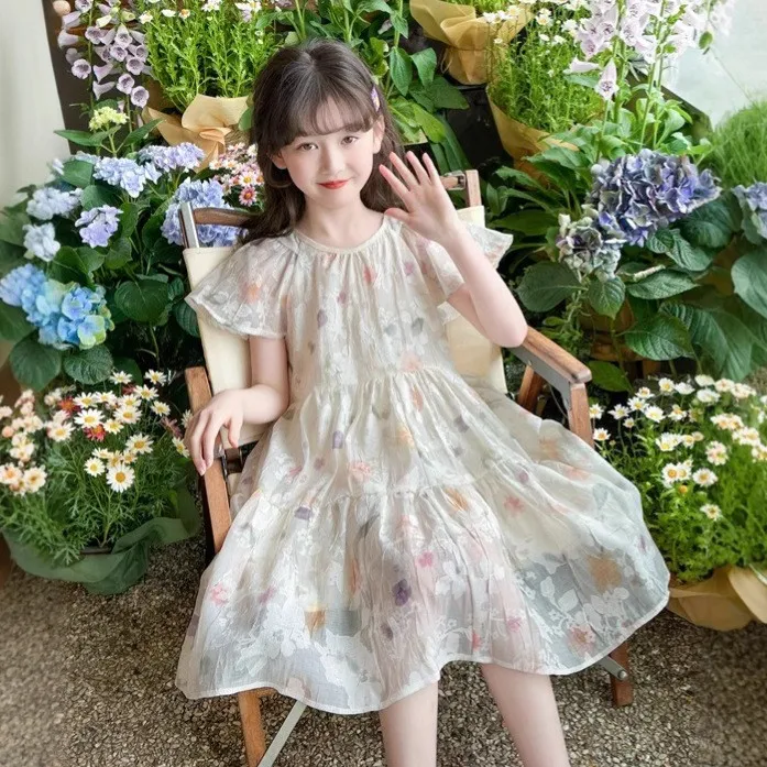 女童连衣裙夏装薄款2025新款韩版中大童碎花裙甜美女孩洋气公主裙