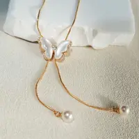 贝母蝴蝶母贝毛衣链时尚新款爆款设计感项链