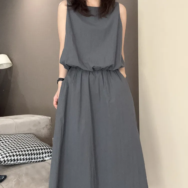 圆领无袖背心+高腰半身裙女夏季新款韩版工装休闲减龄两件套24321