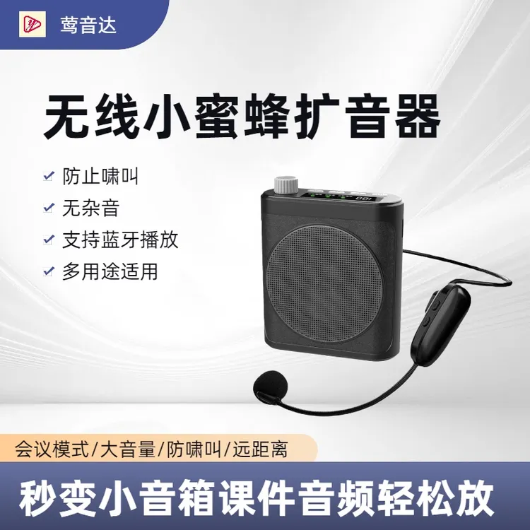 新立体声无线头戴麦小蜜蜂音质更好扩音器摆摊菜市场直播内录外放