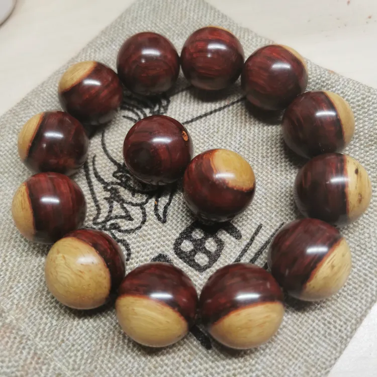 小叶紫檀手串，阴阳手串，20尺寸12颗手工制作无科技，