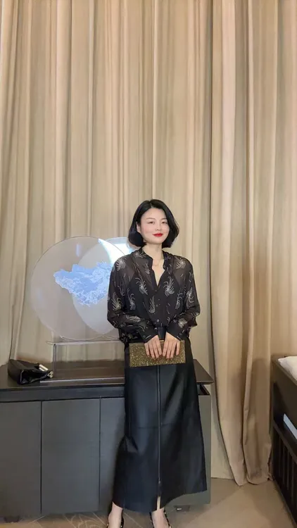 TANTAN 百搭显瘦气质印花衬衫2498