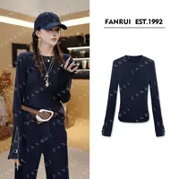 FANRUI/泛芮「星环裂变」手袖拉链减龄百搭圆领长袖打底上衣B18458