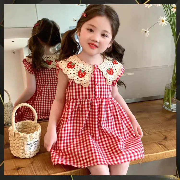 时髦新款女童娃娃领连衣裙无袖夏季女孩夏装潮韩版洋气公主裙2025