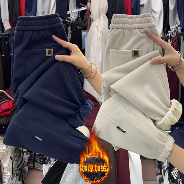 韩版冬季高腰束脚八分裤女2025加绒加厚保暖高腰显瘦遮肉休闲卫裤