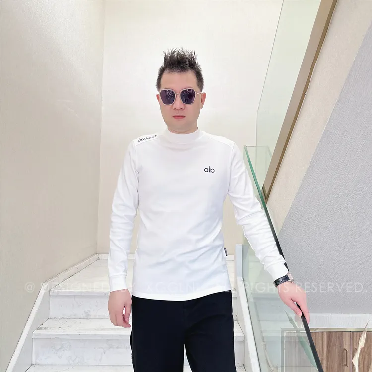 秋冬款ZZD右肩左胸一排字母男士品质高端轻奢洋气时尚潮牌长袖t恤