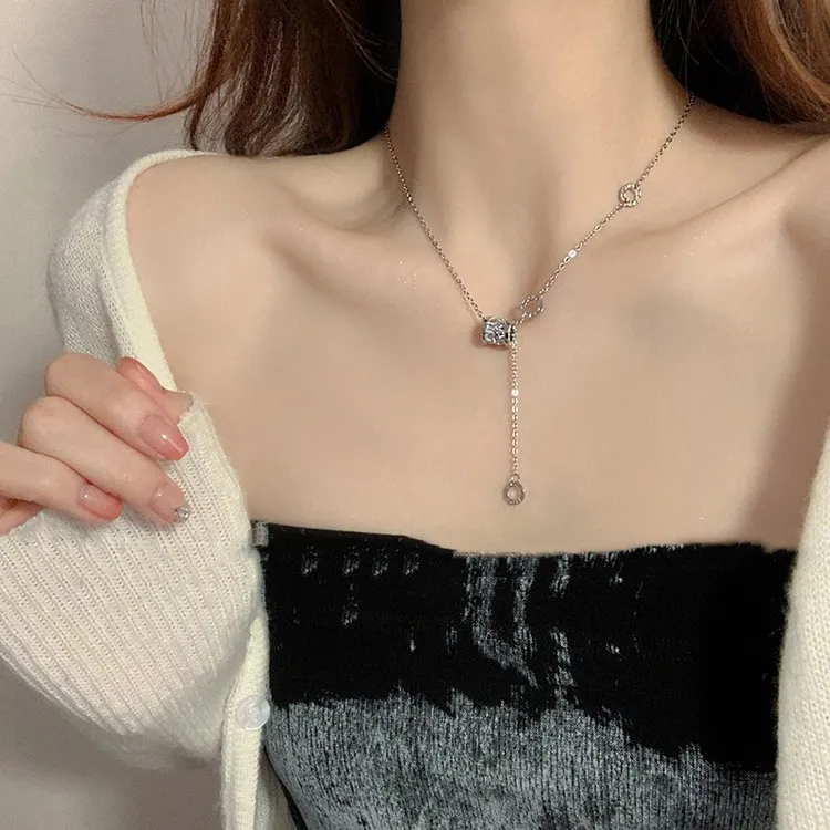 坠链均足银 S999纯银小蛮腰项链女款轻奢小众甜美生日礼物送女友