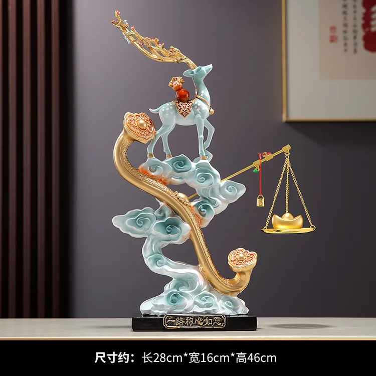 客厅玄关前台家居装饰品新中式一路发财称心如意摆件乔迁开业礼物