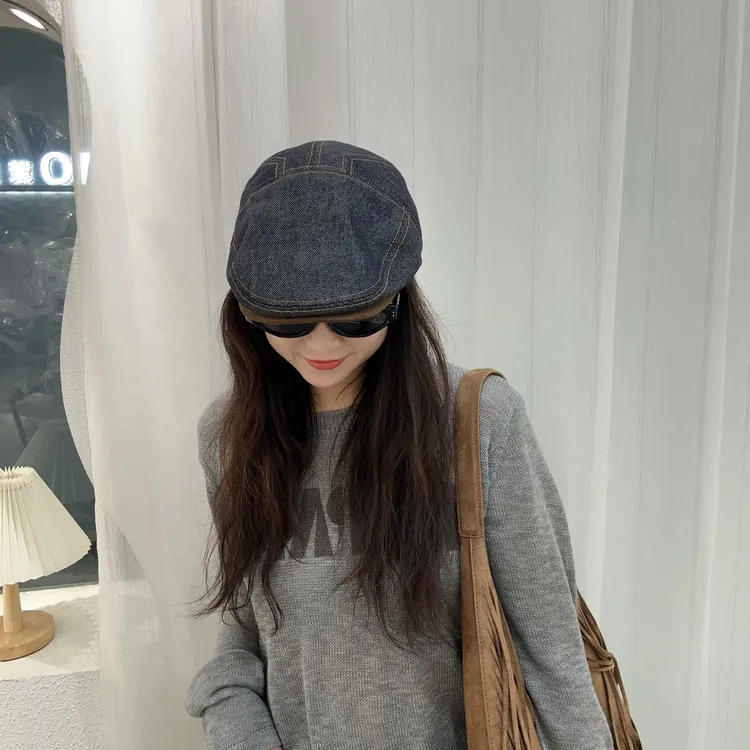 秋冬新款美式复古牛仔前进帽逛街出游休闲百搭时尚简约大气鸭舌帽