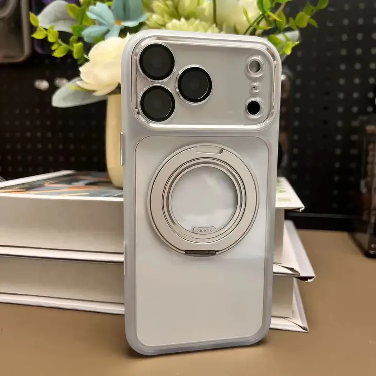适用苹果17ProMax旋转磁吸支架透明全包防摔手机壳