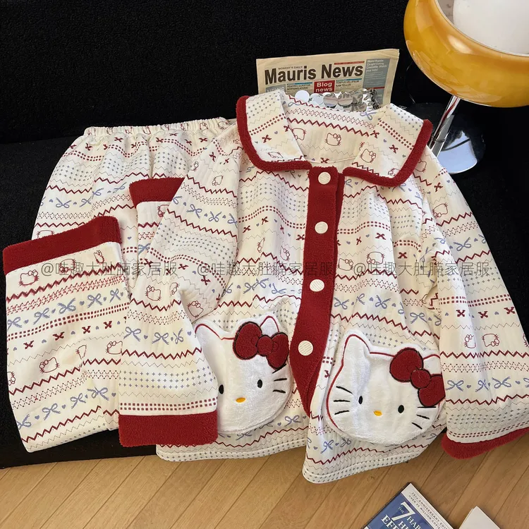 大码胖mm加大加肥2025新款睡衣女秋冬款长袖可爱家居服可外穿