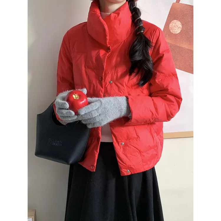 希百惠2025年新款春秋冬季轻薄宽松棉服女短款外套立领薄款