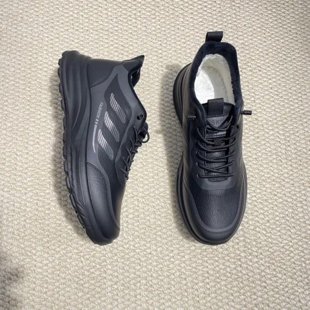 保暖黑色防水时尚休闲鞋运动男款商务通勤鞋