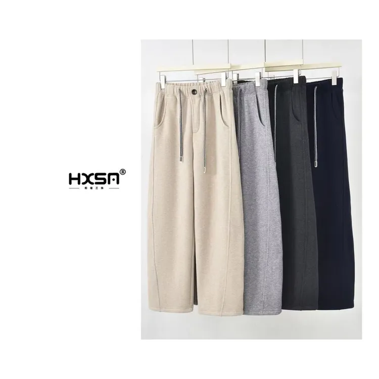 （视频）暖小豆「加绒撞色抽绳直筒裤」秋冬百搭抽绳休闲直筒裤251171