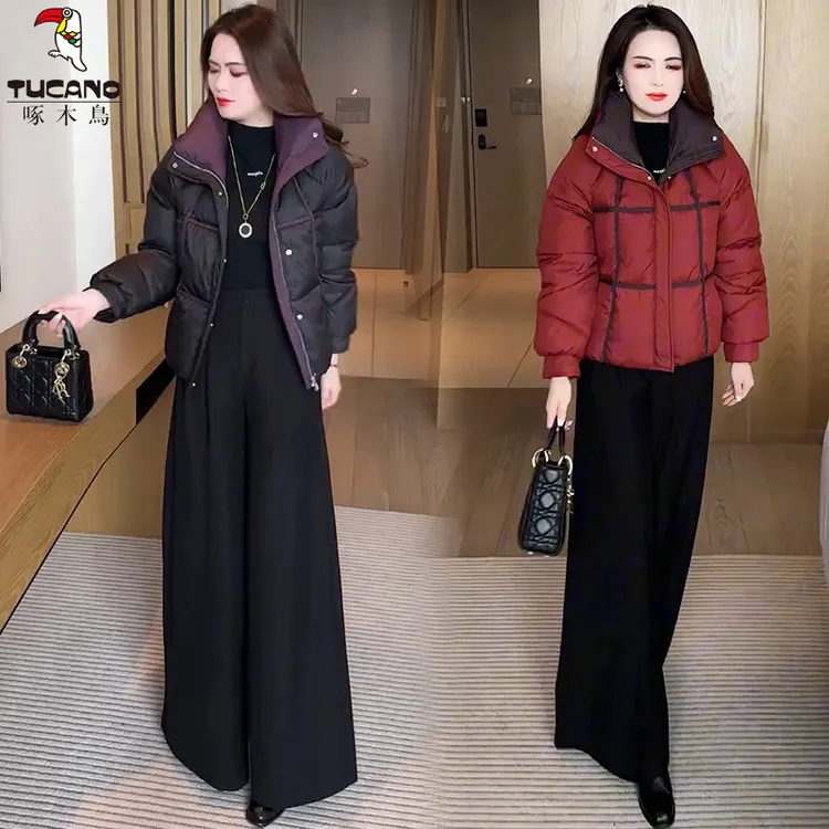 啄木鸟短款棉服2025冬季新款洋气显瘦小个子保暖面包服棉袄外套潮