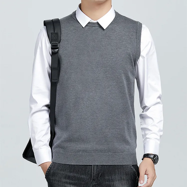 男士修身圆领马甲毛衣2025秋冬季内搭抗起球无袖背心针织衫上衣