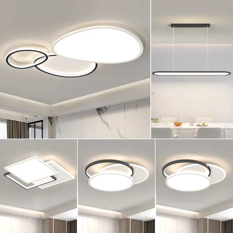 全光谱超薄节能高亮鹅卵石灯简约大气护眼铝材客厅餐厅卧室全屋灯