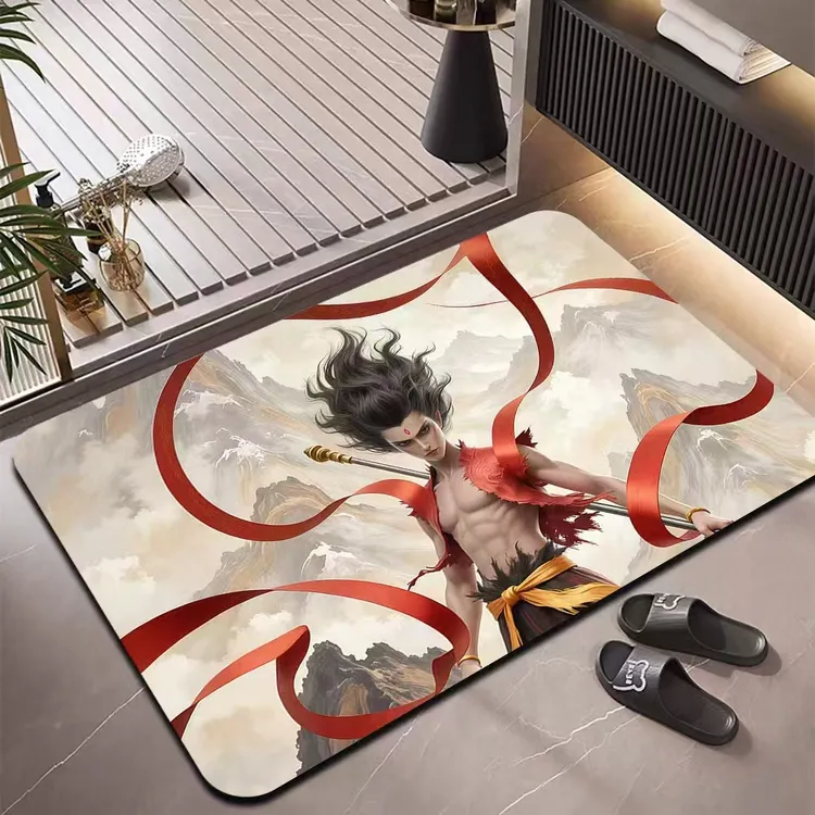 哪吒浴室地垫卫生间厕所门口吸水皮革速干防滑脚垫地毯卡通独家