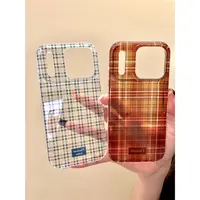 适用苹果iphone17promax简约格纹16pro韩系高级15防摔14ins手机壳