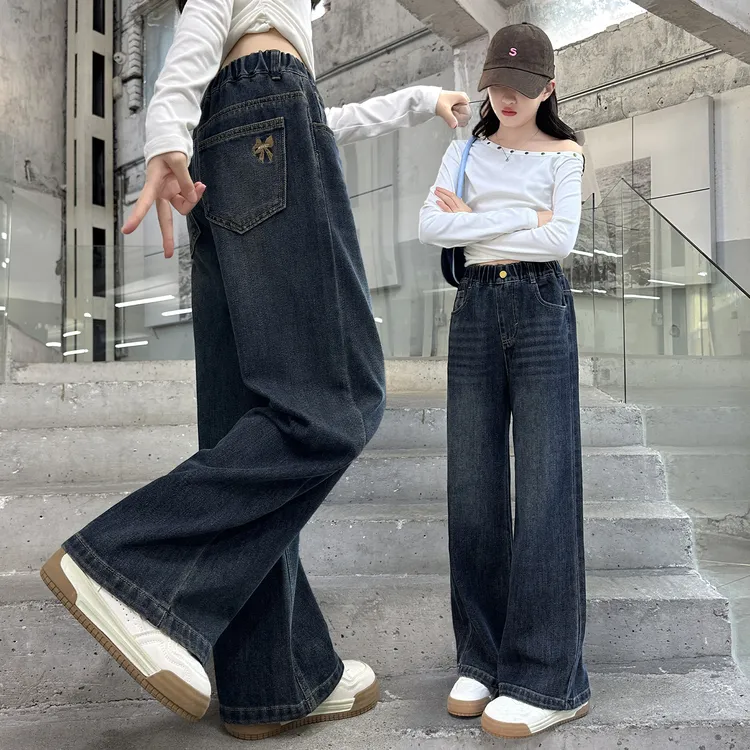 12-15岁女童直筒裤子牛仔裤显瘦春秋款2025新款爆款儿童洋气宽松