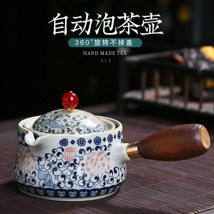 小康泡侧把壶复古青花新款大