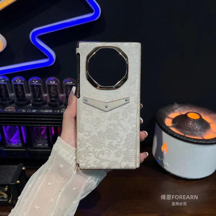 适用于华为matexts手机壳双中轴matext三折叠屏xts保护套xt女提花