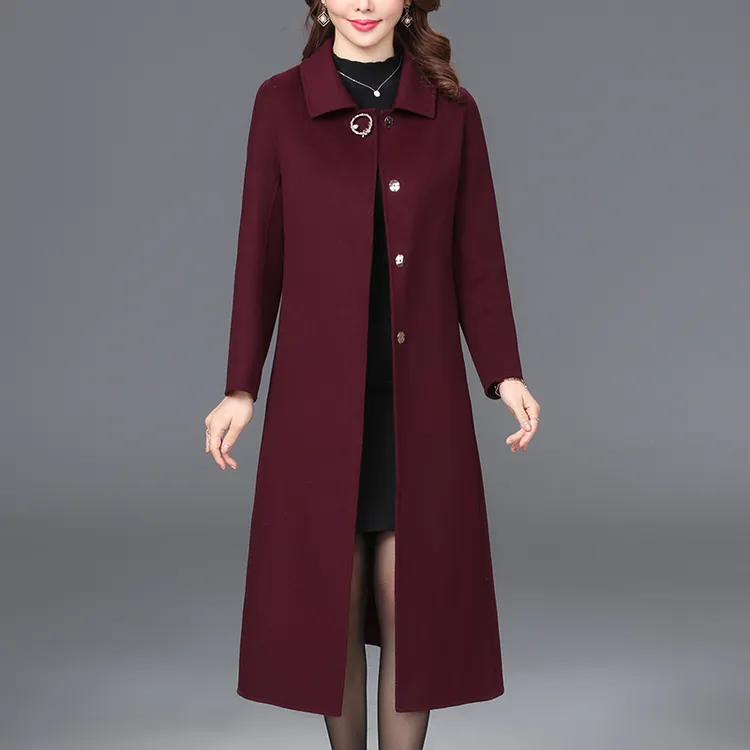 婚礼妈妈礼服高贵毛呢外套结婚喜婆婆婚宴冬装双面羊毛大衣女冬季