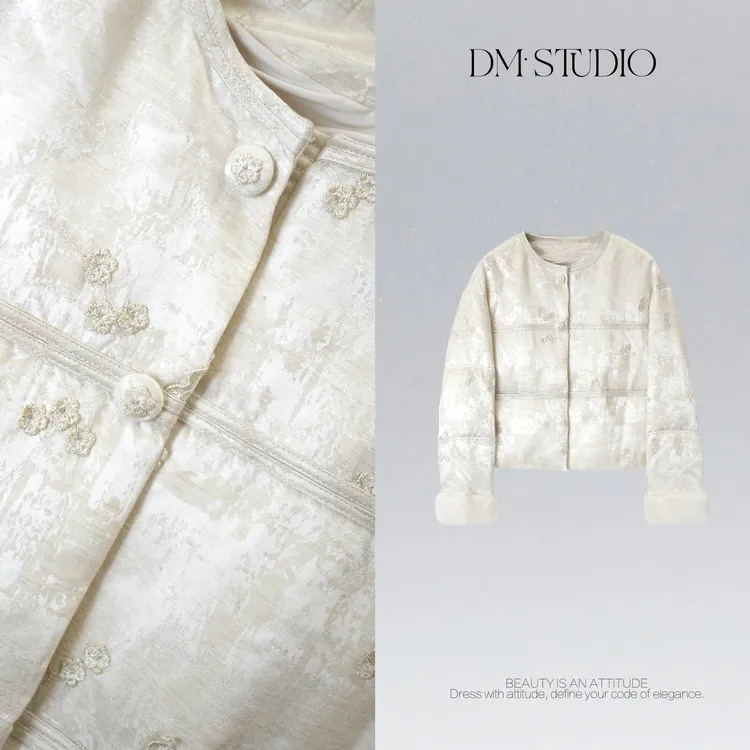 DEDM•STUDIO/新中式静奢加厚水貂毛袖白鹅绒外套2511YRF/T-98168