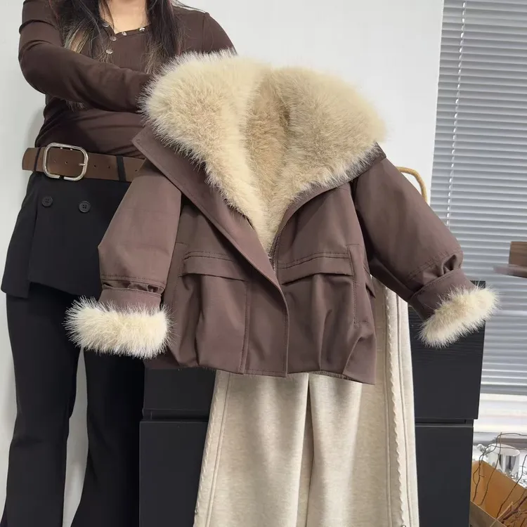 女童冬季毛毛外套加绒加厚2025冬季新款洋气时尚韩版夹克25420