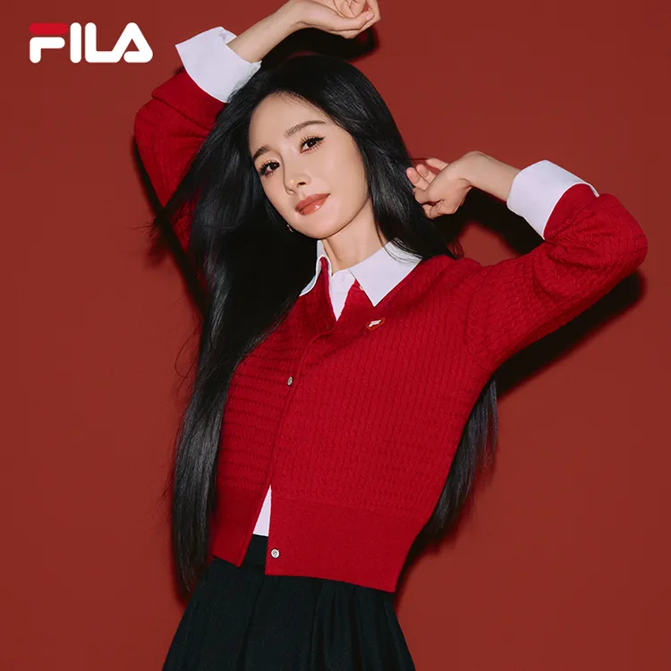 【马年新春】Fila/斐乐毛衣秋冬圆领休闲女士编织开衫F11W619403F