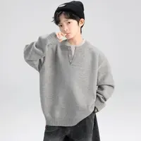 打底圆领休闲毛衣森系韩版长袖学院风纯色针织衫男韩版针织打底衫