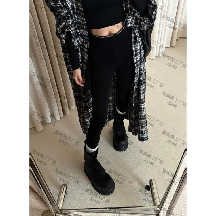 XMM.【云朵裤】时尚修身高弹力高腰休闲黑色外穿加绒加厚休闲风A666