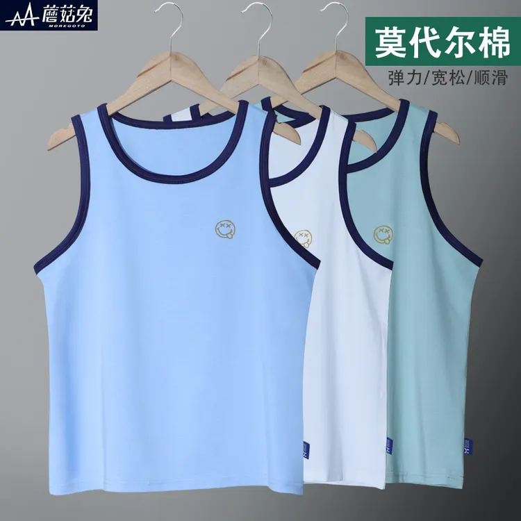 胖男童背心莫代尔棉夏季薄款加肥加大码青少年胖男孩工字跨栏背心