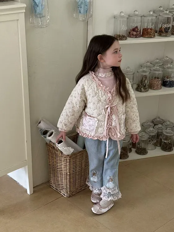 AMX-3050-儿童森系重工裤腿刺绣加绒牛仔裤（冬款）