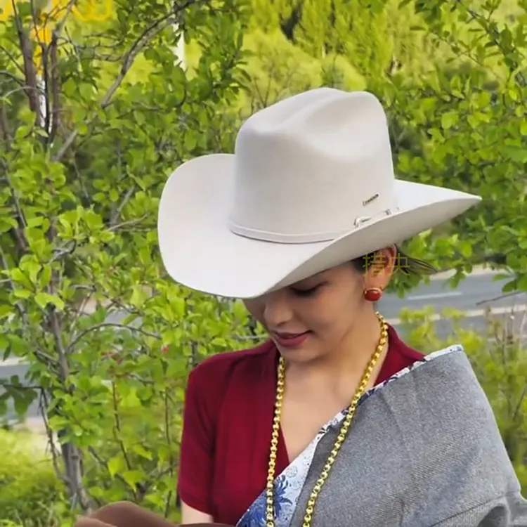 藏式礼帽藏帽男女同款礼帽藏族网红礼帽纯羊毛礼帽毡帽西部牛仔帽