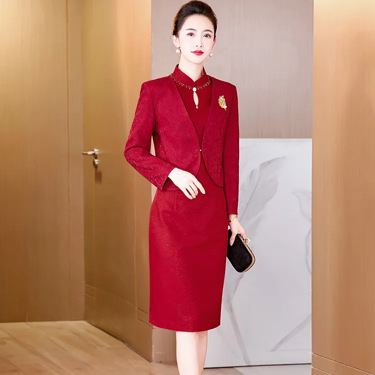 春秋新款喜婆婆洋气婚宴礼服结婚喜庆端庄中老年妈妈装年轻两件套