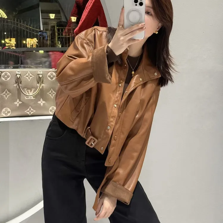 3公主 一眼沦陷 短款皮衣外套 新款韩版宽松机车夹克女高级显瘦