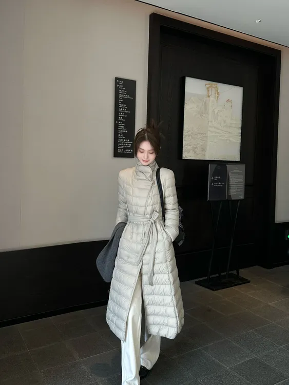 R123604W【白鹅绒】秋冬季长款显瘦羽绒服巨保暖气质休闲款