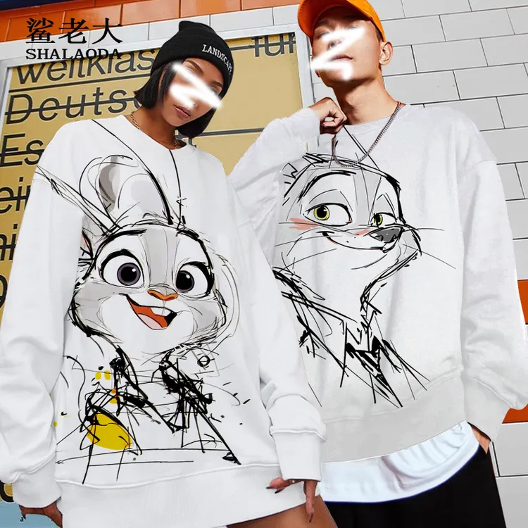 圆领卫衣外套男疯狂动物城尼克朱迪周边长袖T恤卡通印花情侣上衣