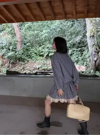 TOTHEND--“复古新生”永不过时的蓝格纹小众时尚双拼衬衫半裙套装