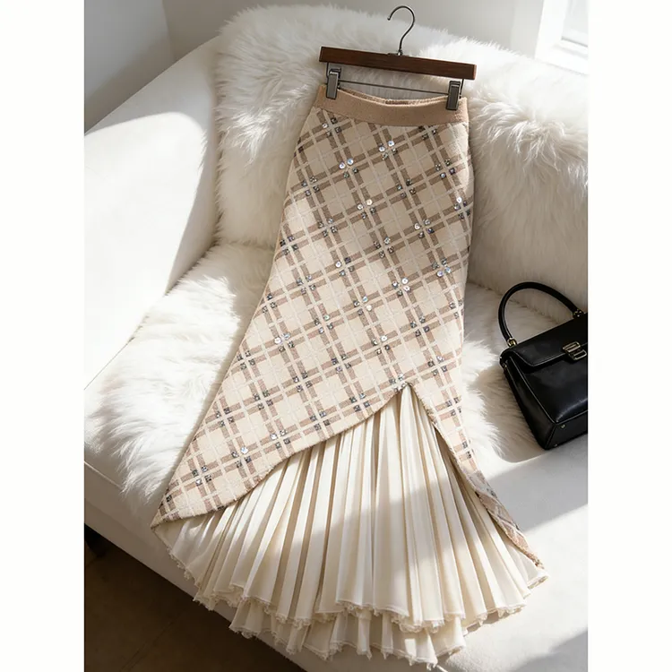 法式复古高级感洋气格纹毛呢裙子2026秋冬新款漂亮显瘦轻奢半身裙