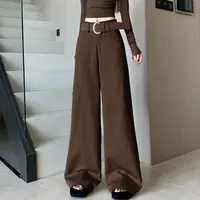 【送腰带】老钱风高级感阔腿西装裤女秋季百搭高腰显瘦拖地休闲长裤