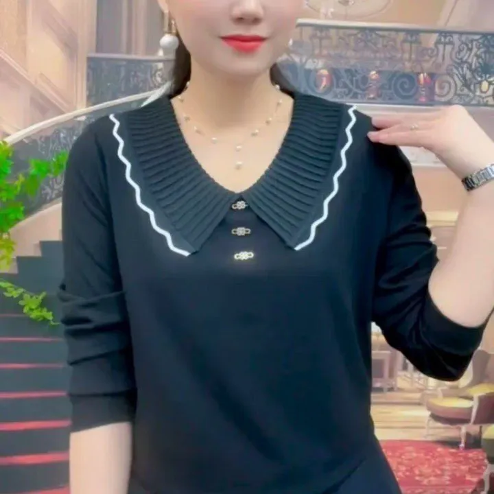 娃娃领雪纺衬衫女2025年新款秋洋气外穿百搭小衫衬衣上衣时尚印花